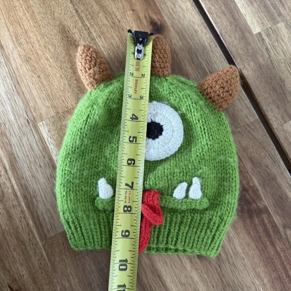 Andes Gifts Monster Mike Wazowski Looking Hat Hood Knit Acrylic Alpaca Kids READ